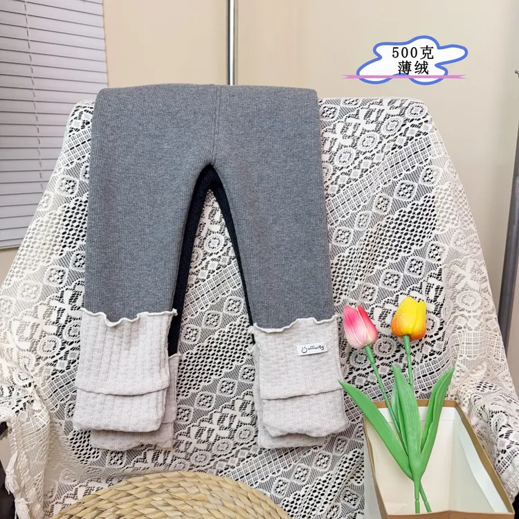 R86女童春秋打底裤500克薄绒品质长裤一体绒外穿裤子女宝百搭春装