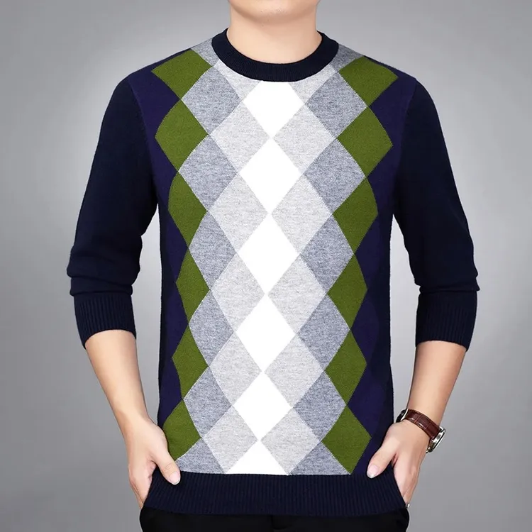 爸爸圆领常规款毛衫秋冬保暖标准毛衣套头衫打底衫