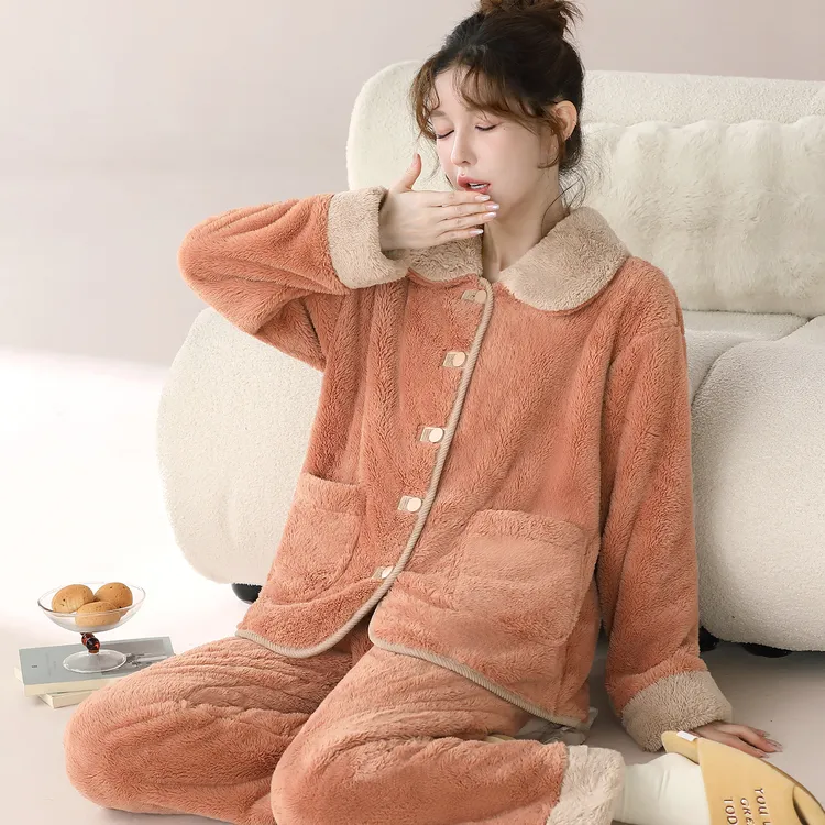 【云感锁温】新款女士加厚保暖雪花绒家居服秋冬季可外穿法兰绒睡衣