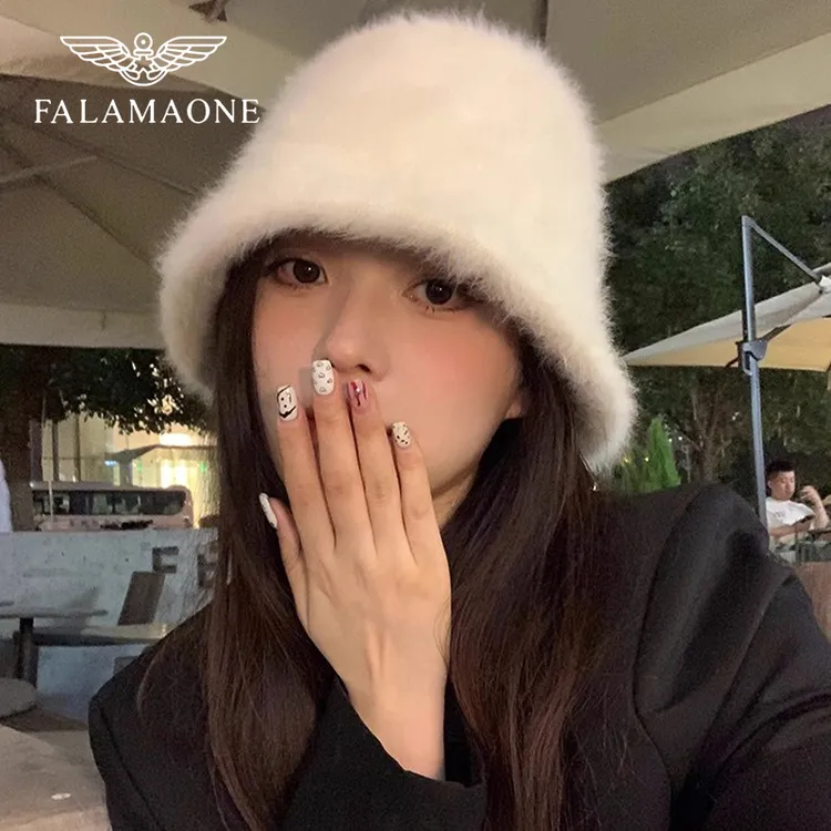 法莱阿玛尼冬季大头渔夫帽女款百搭帽子街头时尚遮阳帽显脸小帽子