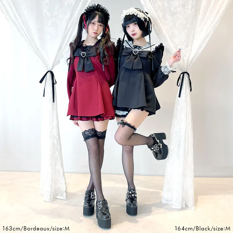 梦展望叠层蕾丝水手领蝴蝶结套装日系长袖百褶学院风 番号535000