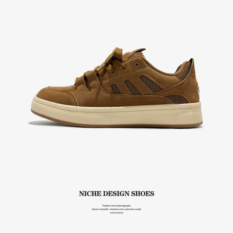  原创男鞋子潮鞋驼色德训板鞋男百搭休闲运动滑板鞋男潮流板鞋男