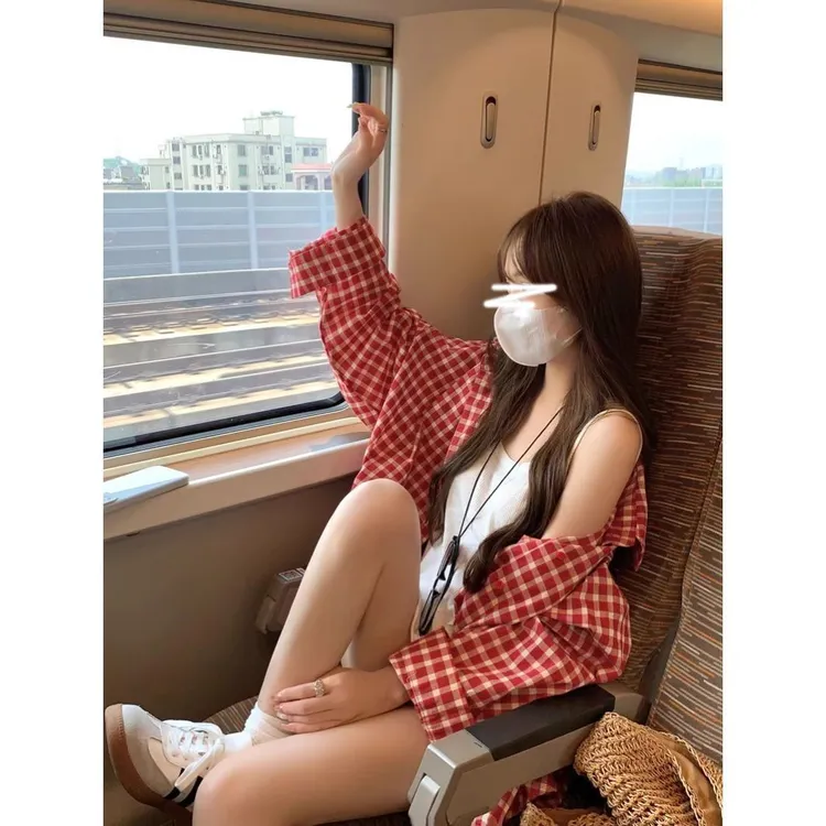 美式复古格纹衬衫男2025春夏新款港风格子叠穿衬衣外套女防晒上衣