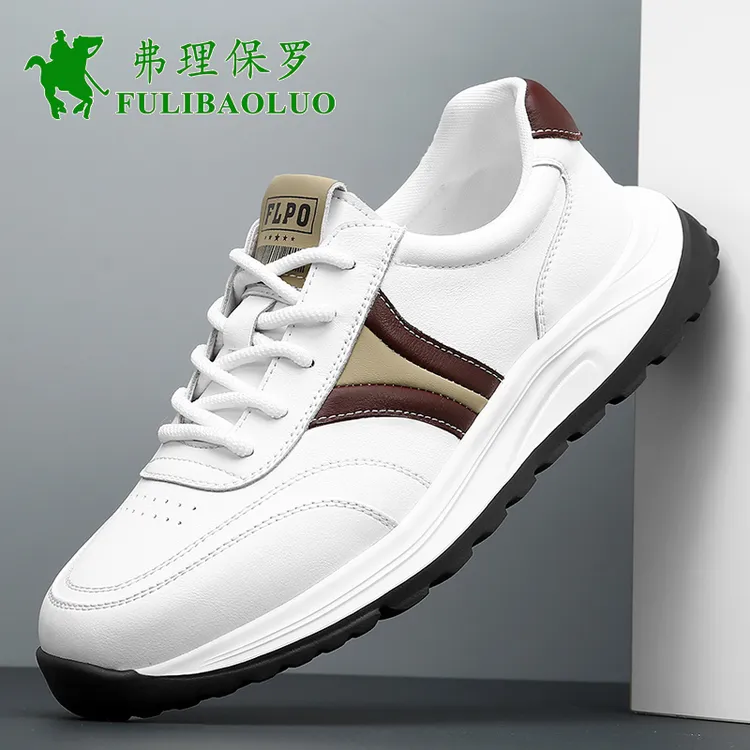 弗理保罗新款透气轻质圆头时尚休闲鞋百搭皮鞋潮流男鞋轻便防滑鞋