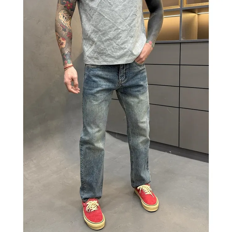 2025秋冬新品美式复古做旧男款牛仔裤休闲百搭宽松净版直筒长裤男