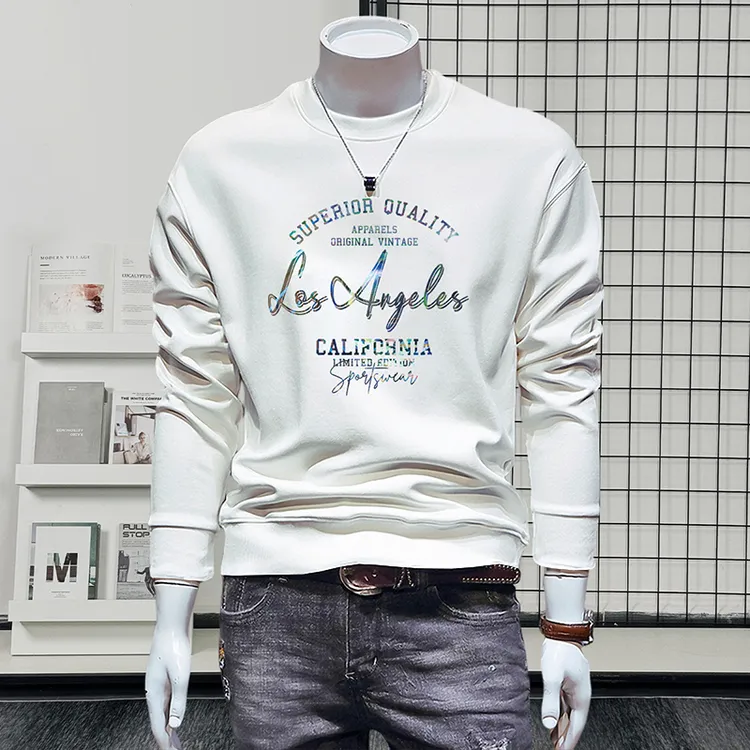 秋冬卫衣长袖打底男士秋季印花字母款潮流个性百搭圆领内外穿5265