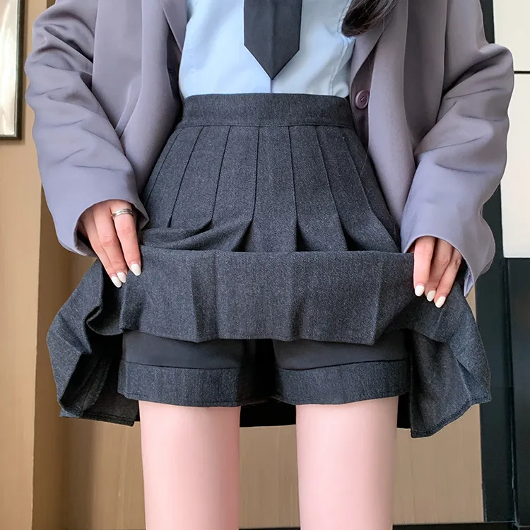 毛呢百褶裙秋冬新款半身女裙高腰显瘦黑色裙装加绒加厚日系款裙子