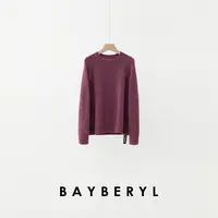BAYBERYL老贝瑰紫*花纱丝羊绒插肩袖秋圆领针织衫ZZS5H2544-9/14
