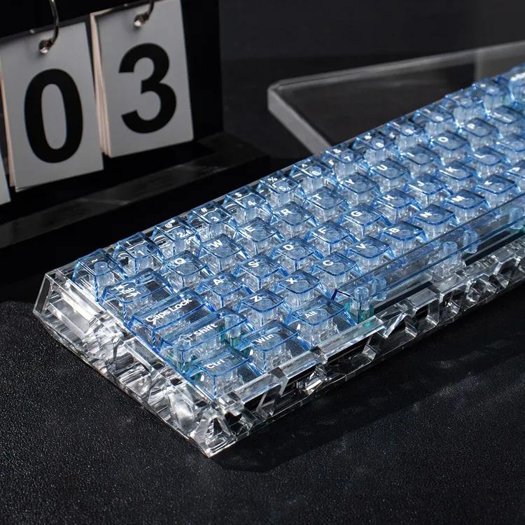 浅蓝透明机械键盘键帽正刻透光PC移印客制化原厂适Wooting/美加狮