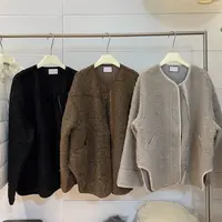 水原家 大码简约休闲圆领拉链纯色外套015