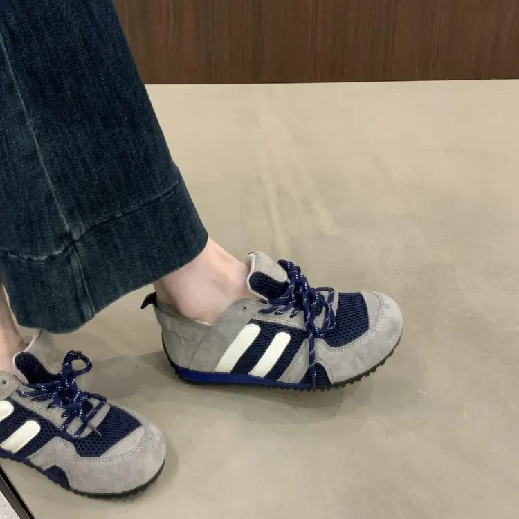 轻便内增高德训鞋女2025新款秋季网鞋透气网面运动鞋平底阿甘板鞋