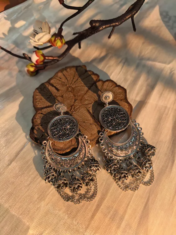 铜合金仿水晶耳饰 【银铃】民族风异域风情耳环