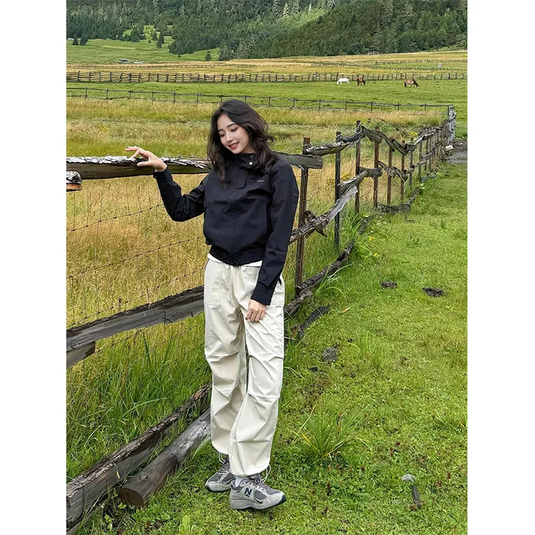KSKM黑色冲锋衣外套女2025春秋新款户外三合一防风防水徒步登山服