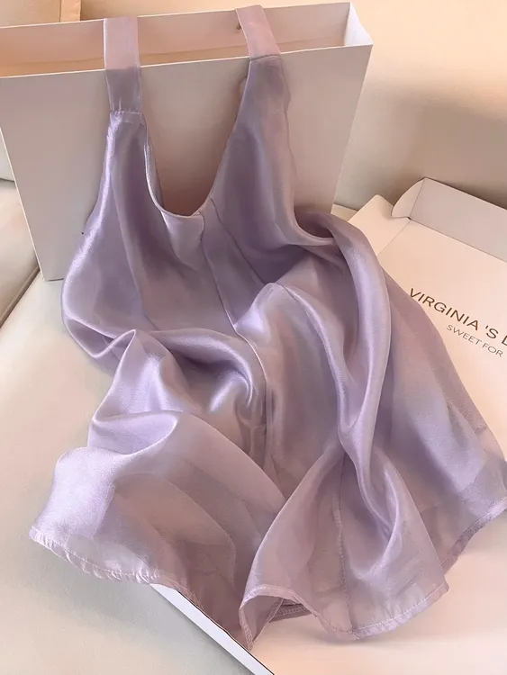 纯欲性感露背挂脖吊带睡裙睡衣女款2025新款夏季大码家居服可外穿