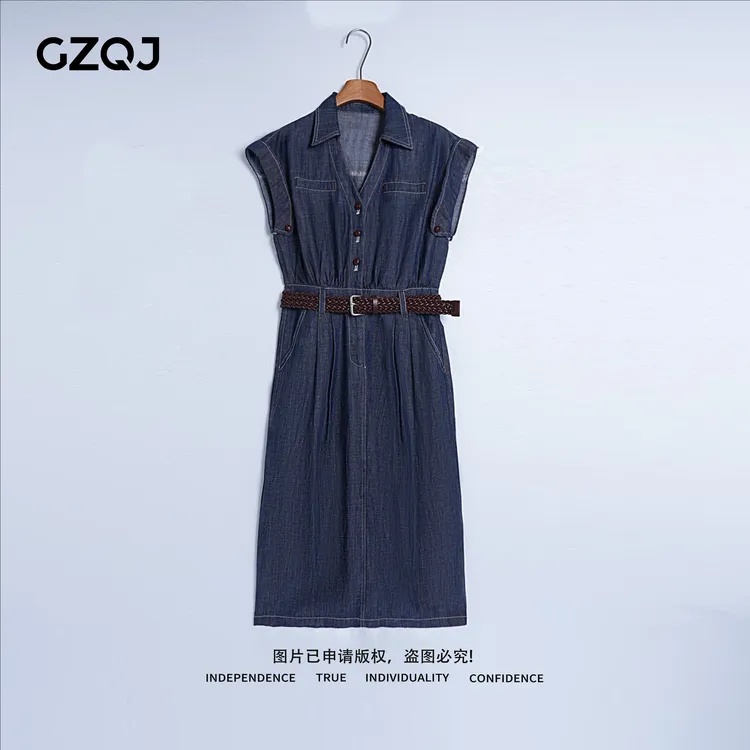 老琴私服【命中注定】欧若风小众设计收腰牛仔连衣裙子新款61123