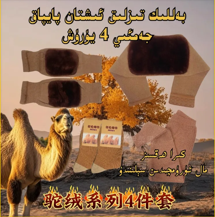 【ILRUS包邮】护腰带 护膝 驼绒裤 袜子 4件套老年人专用驼绒系列