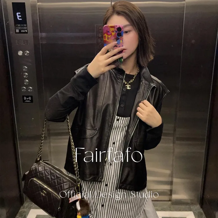 FAIRFAFO林肉肉【设计感小众马甲裙】绵羊皮AB5PA0466早秋新款