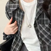 铜吊坠 J-999#韩系ins银色几何吊坠项链日常百搭毛衣链配饰 