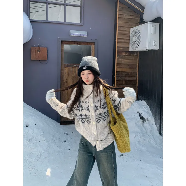 切糕自制【冬日费尔岛】小个子女秋冬设计感时髦复古毛衣绵羊毛