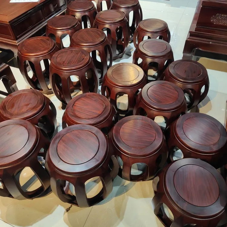 【雁蓉家具】实木鼓凳仿古中式家用凳子客厅实木换鞋圆凳矮凳鼓