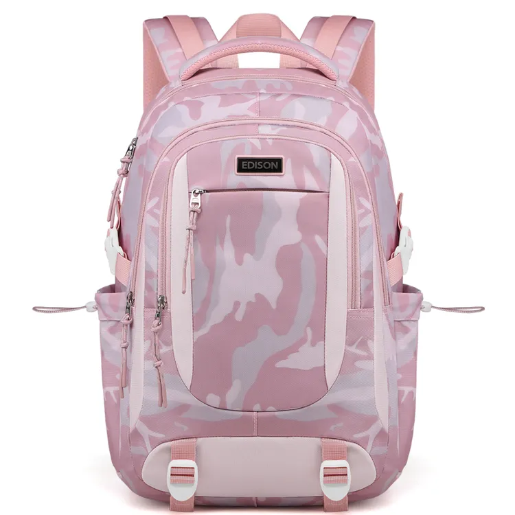 Edison爱迪生初中生书包女护脊双肩包高中生高颜值迷彩大容量背包