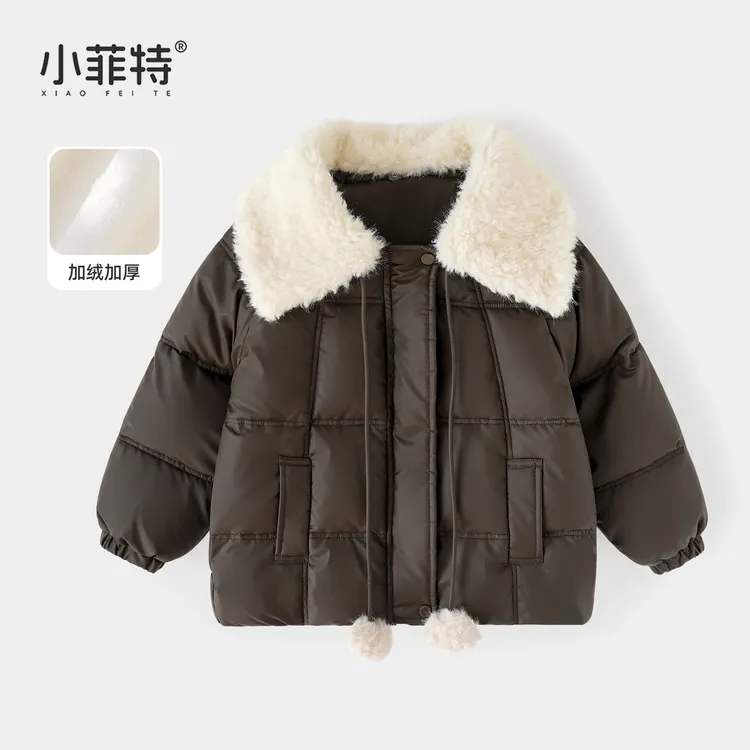 小菲特女童冬加厚保暖外套中大童加厚皮衣儿童休闲棉服BGYD57950