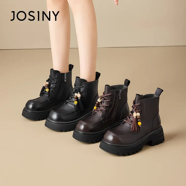 卓诗尼厚底马丁靴女2025冬季新款时尚百搭复古英伦风休闲增高短靴