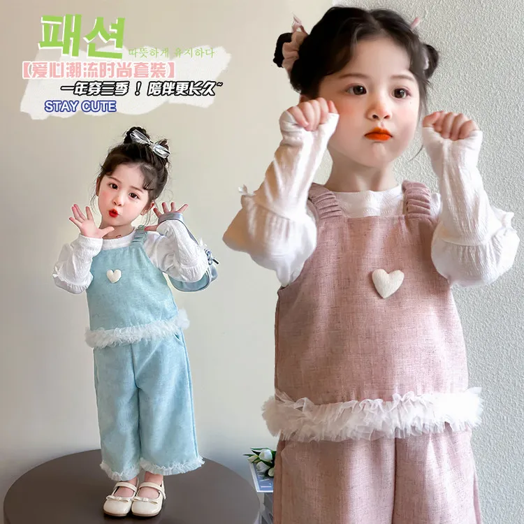 女童马甲套装春秋季2025新款洋气时髦休闲女宝宝儿童春装三件套潮