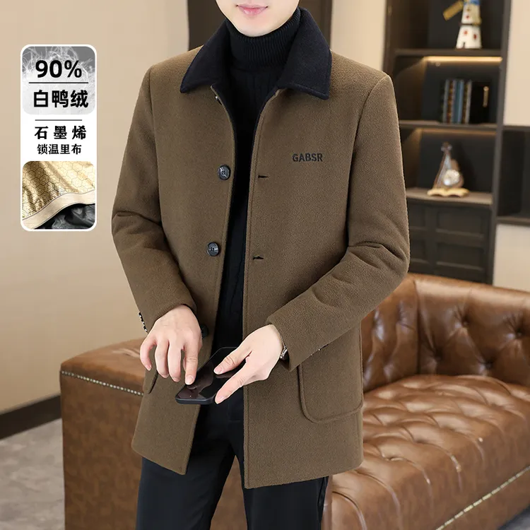 高档中长款羽绒服外套男士秋冬新款时尚潮流冬装上衣品质男装2860