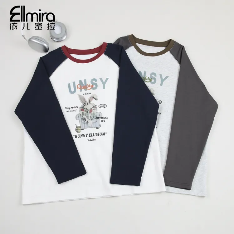 【兰瑾】9610女童加厚t恤长袖秋季儿童上衣打底衫显瘦圆领百搭大童