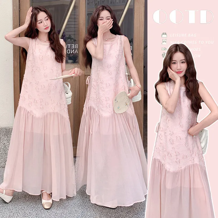 孕妇连衣裙2025新款时尚减龄气质温柔风拼接连衣裙法式显瘦孕妇裙