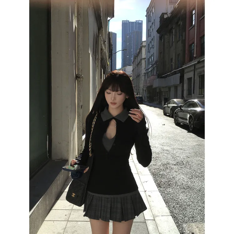 【下周六】辣妹不规则低腰格纹JK学院风女秋季短裙百褶格子半身裙