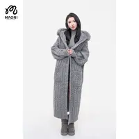 毛妮LADIEST【奶白狐漾】毛领可拆秋冬慵懒风女针织外套L2417