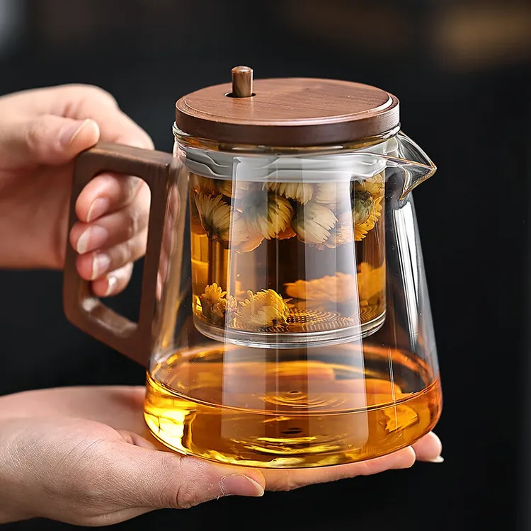 系艺生活办公室玻璃飘逸杯一键茶水分离家用耐高温泡茶壶高端茶具