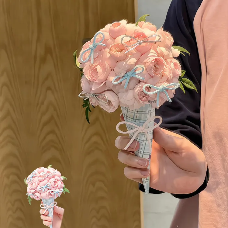 创意mini冰淇淋甜筒花束成品皂花纪念日生日送朋友闺蜜见面小花束商品图