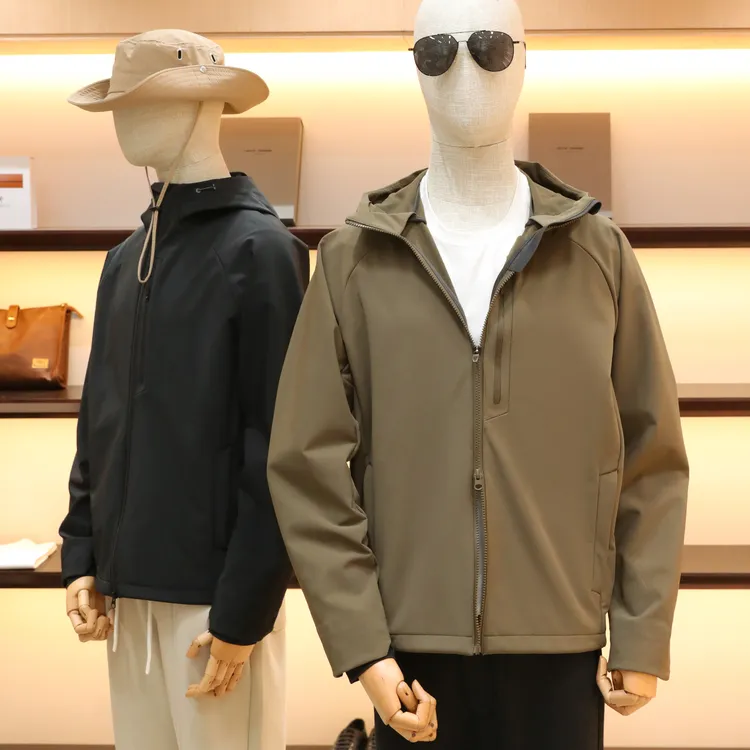 户外外套男士秋冬加绒加厚防风防水运动夹克连帽登山服1433