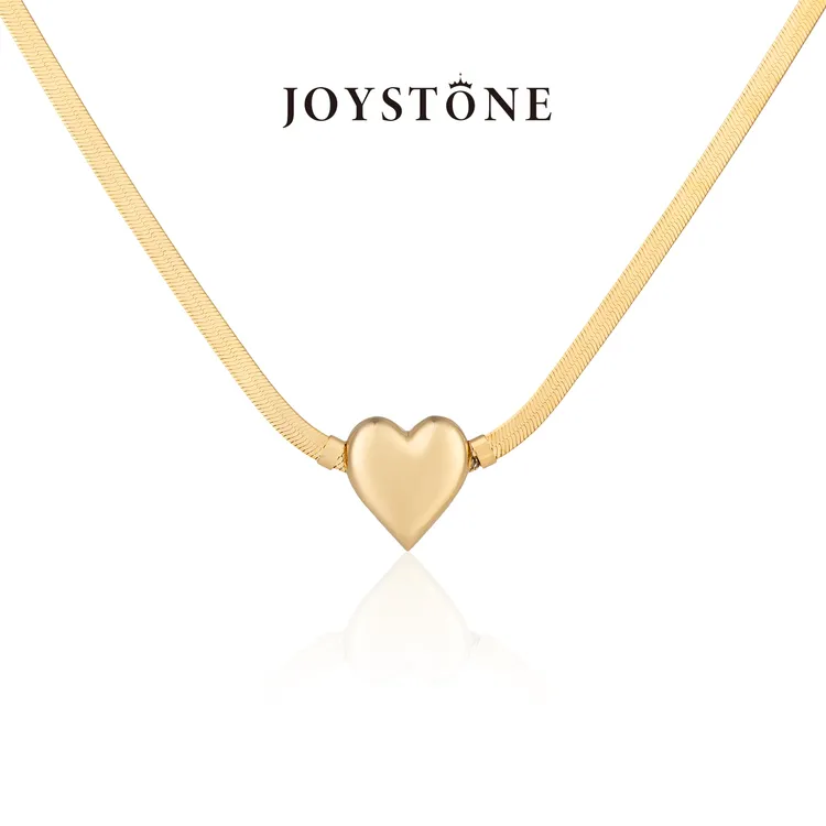 Joystone 坠链均925银 意大利进口925银镀金桃心扁形蛇骨链