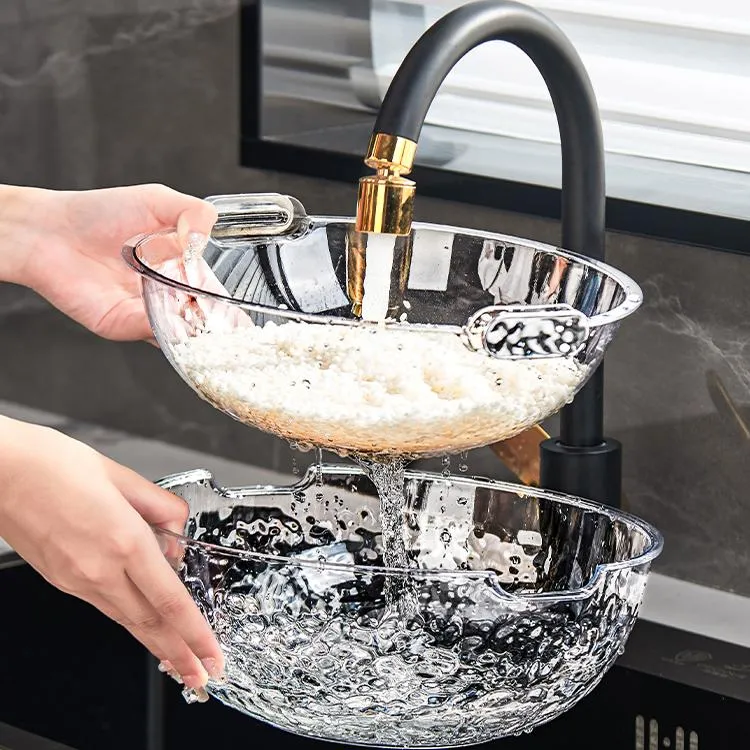 日本洗菜盆沥水篮新款水果盘淘米神器厨房家用双层可洗米筛食品级