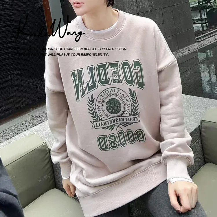 KOKO WANG秋冬新款美式做旧字母印花长袖圆领套头卫衣N1535J02T57