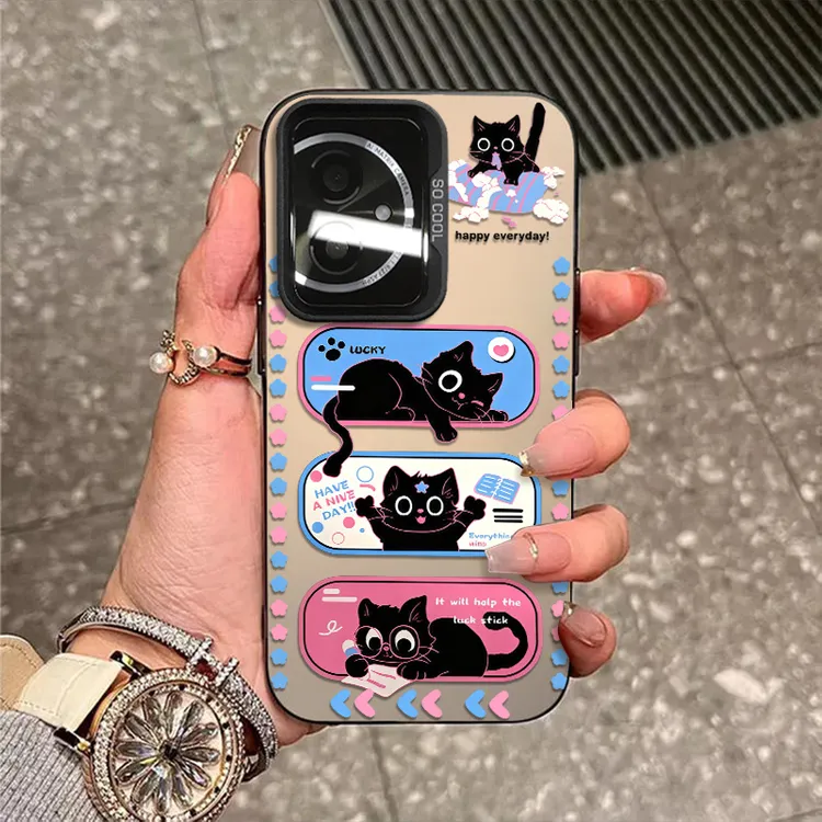 三只黑猫适用荣耀400手机壳300新款防摔200磨砂100彩银外壳保护套