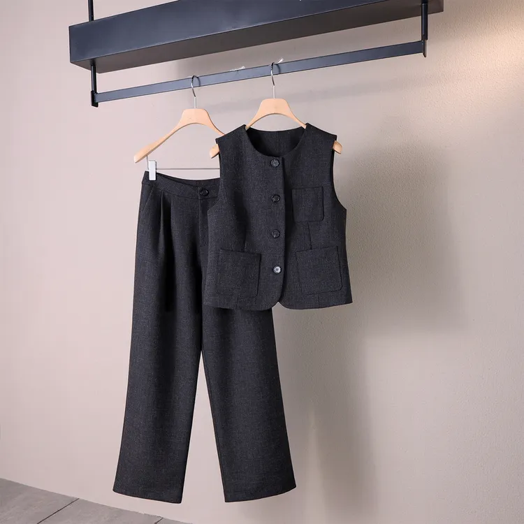 MissD.G.极简通勤风西装马甲套装女秋季新款显瘦直筒裤子XH-J270