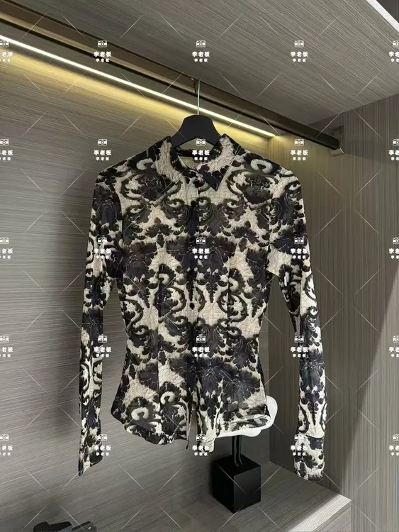 2025复古气质设计感网纱翻领衬衫（衣长60左右）