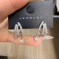 铜合金合成锆石耳饰 A21新款流星耳钉