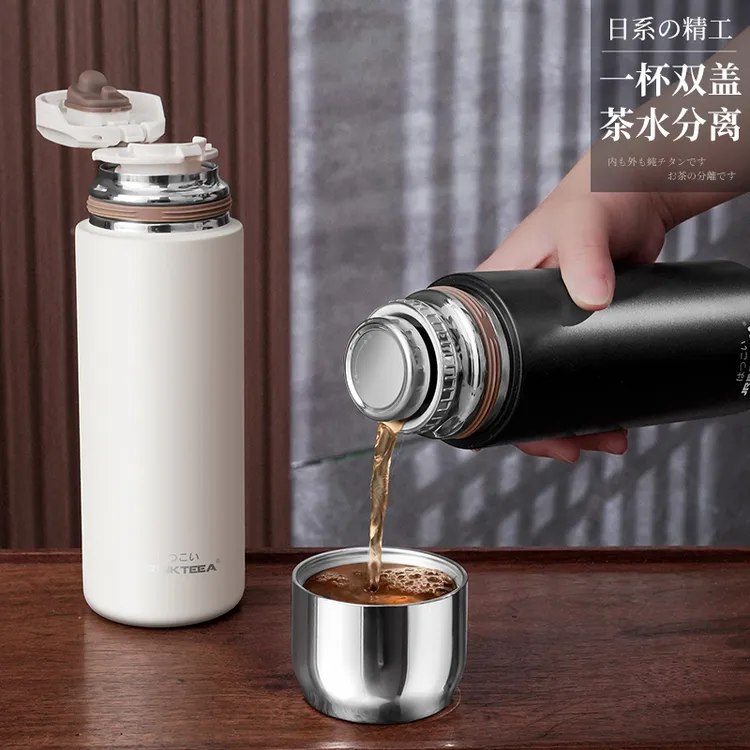 日本JRINKTEEA品牌茶水分离保温杯男士车载弹盖焖泡茶杯316钢水杯