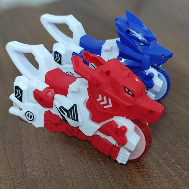 （6.1浮力）2个摩托车陀螺玩具发光旋转发射器对战盘套装桌面游戏