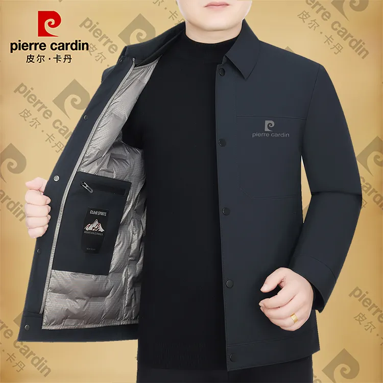 皮尔卡丹男士冬季可脱卸内胆羽绒服保暖男装鸭绒外套一衣三穿夹克