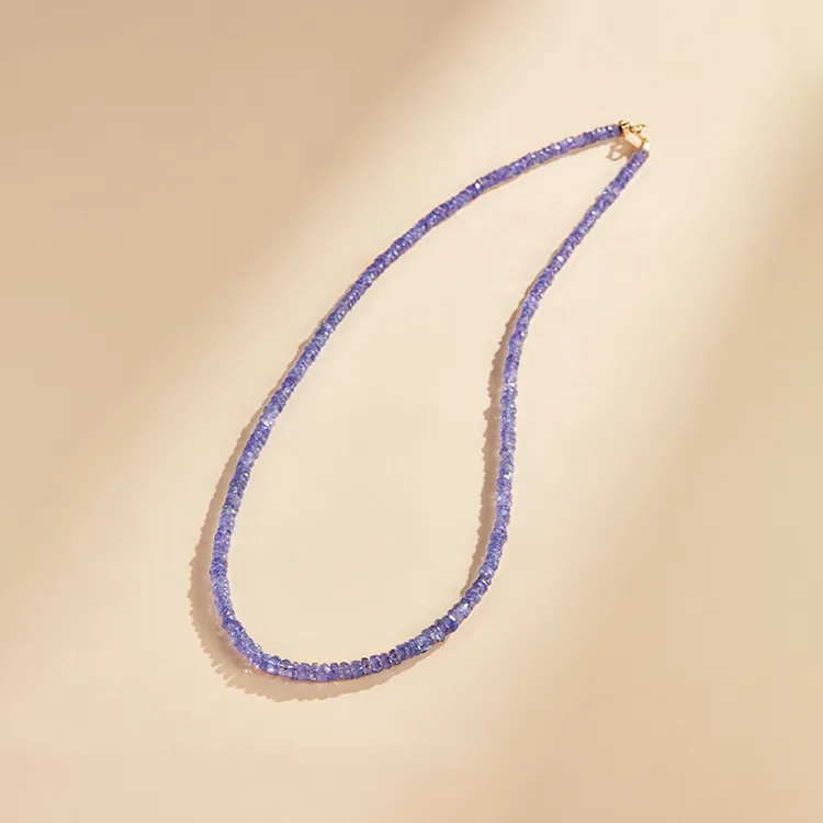 ECI【紫气东来】坦桑石项链18k金蓝紫色彩宝串珠项链18K黄金项链