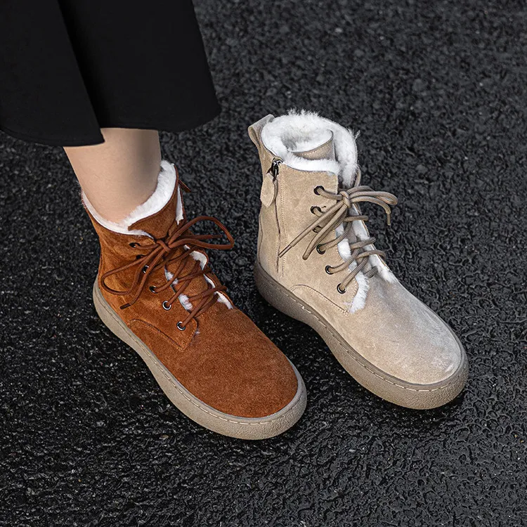 【满壹】2025年冬季时尚厚底纯色户外靴短筒