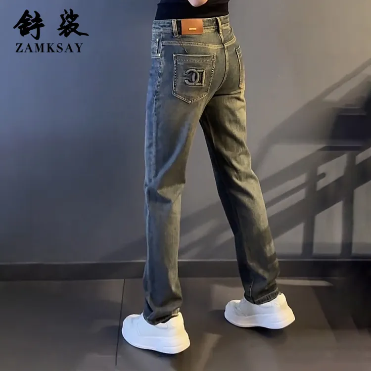 轻奢男装大码潮牌男士百搭潮直筒复古显瘦休闲长裤时尚新款牛仔裤