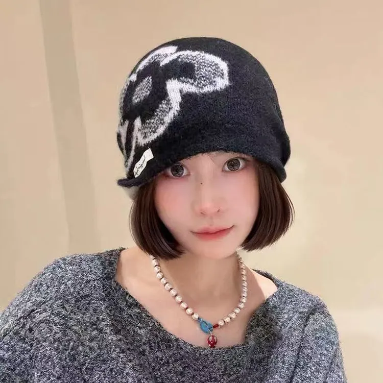 堆堆帽包头帽无檐针织帽帽子防风冬天百搭韩版2025秋冬新款毛线帽